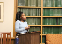 Former Artist-in-Residence Itiola Jones presenting a lecture.